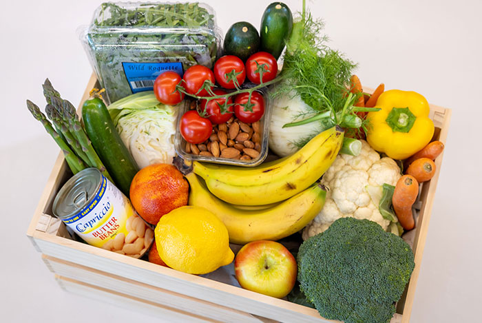 Box of fruits and vegetables