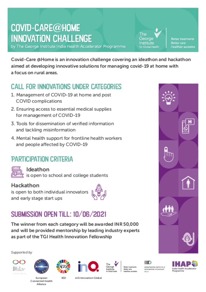 COVID-Care@Home – Innovation Challenge by TGI Health Accelerator Programme