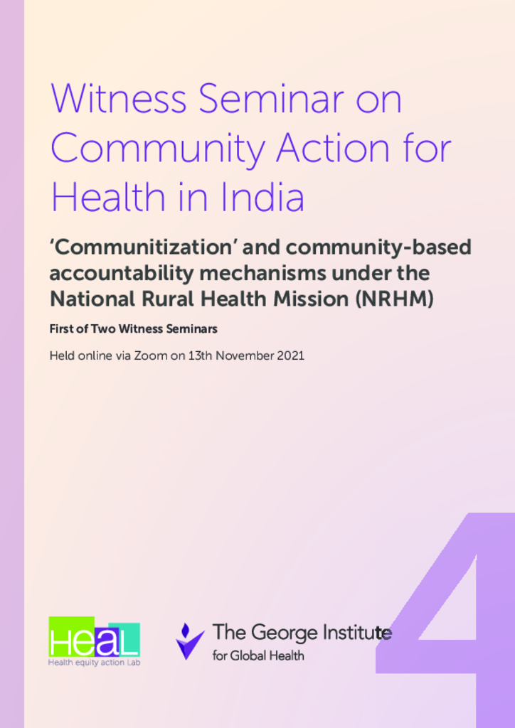 Community Action for Health in India: decentralisation and health reforms in Kerala fourth witness seminar