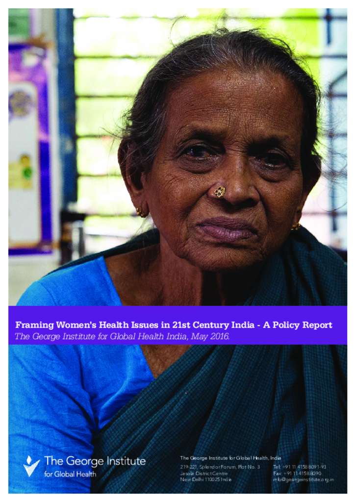 Framing Women’s Health Issues in 21st Century India - A Policy Report